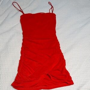 Elegant Red Ruched Dress